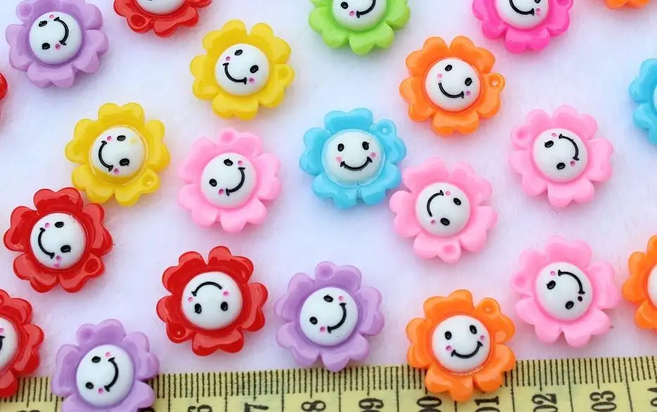 

250pcs Flatback mixed Resin cute sunflower Cabochons 20mm DIY, scrapbook, hair bow, flower centers, cell phone decor D25