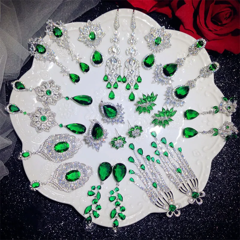 S925 Sterling Drop Earring For Women Vintage Created Emerald Fine Jewelry Long Cubic Zirconia Eardrop Trendy Temperament Brincos 3
