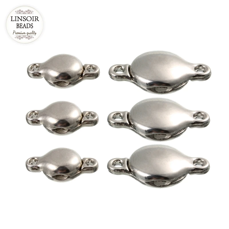 LINSOIR 5pcs/lot Strong Magnetic Clasps Fit Necklace Bracelet Rhodium Color End Clasps Connectors For Diy Jewelry Making F5451