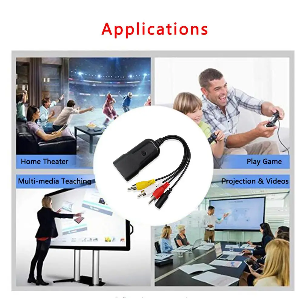 Convertidor de señal HD 1080P Mini HDMI a AV, adaptador HDMI a AV/RCA CVBS, Audio de vídeo compuesto NTSC PAL para HDTV, TV, PS3, ordenador