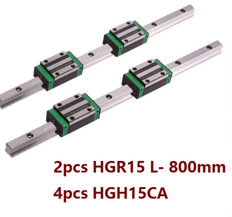 

2pcs China made HGR15 L- 800mm linear guide/rail + 4pcs HGH15CA linear narrow blocks for CNC router parts