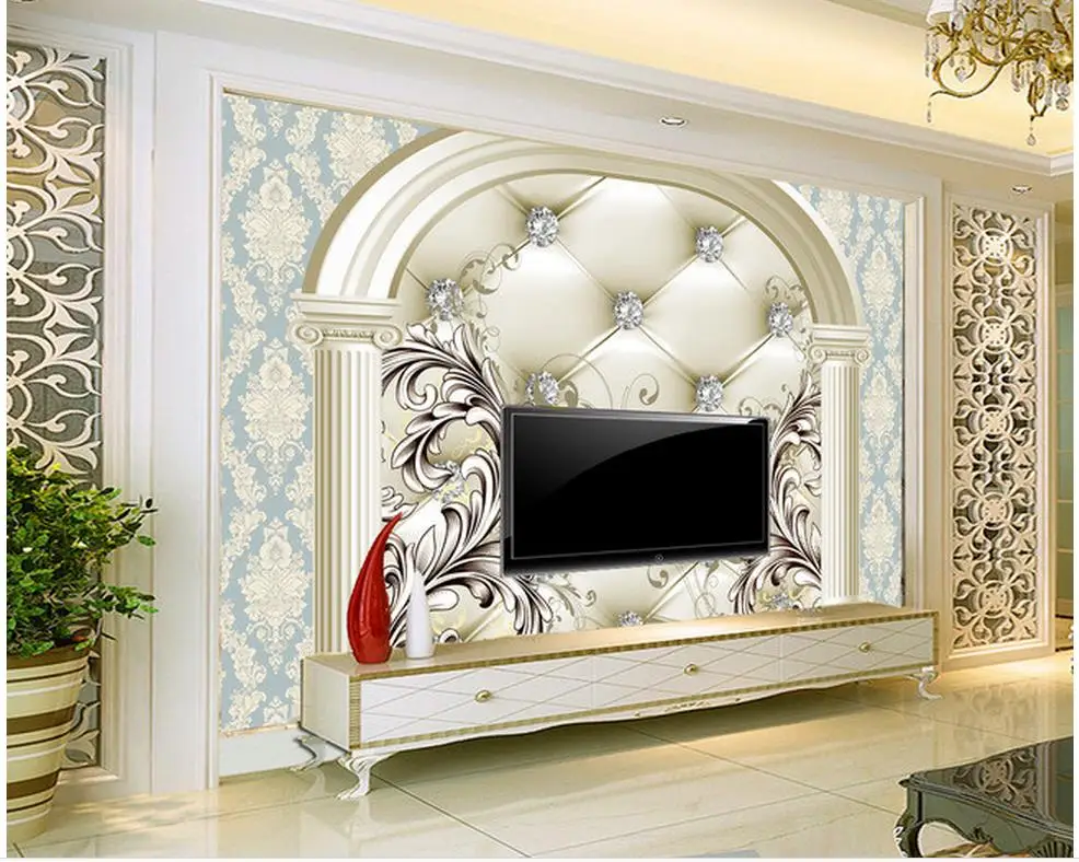 3D European style Drill Background wall painting photo 3d wallpaper Home Decoration living 3d wallpaper