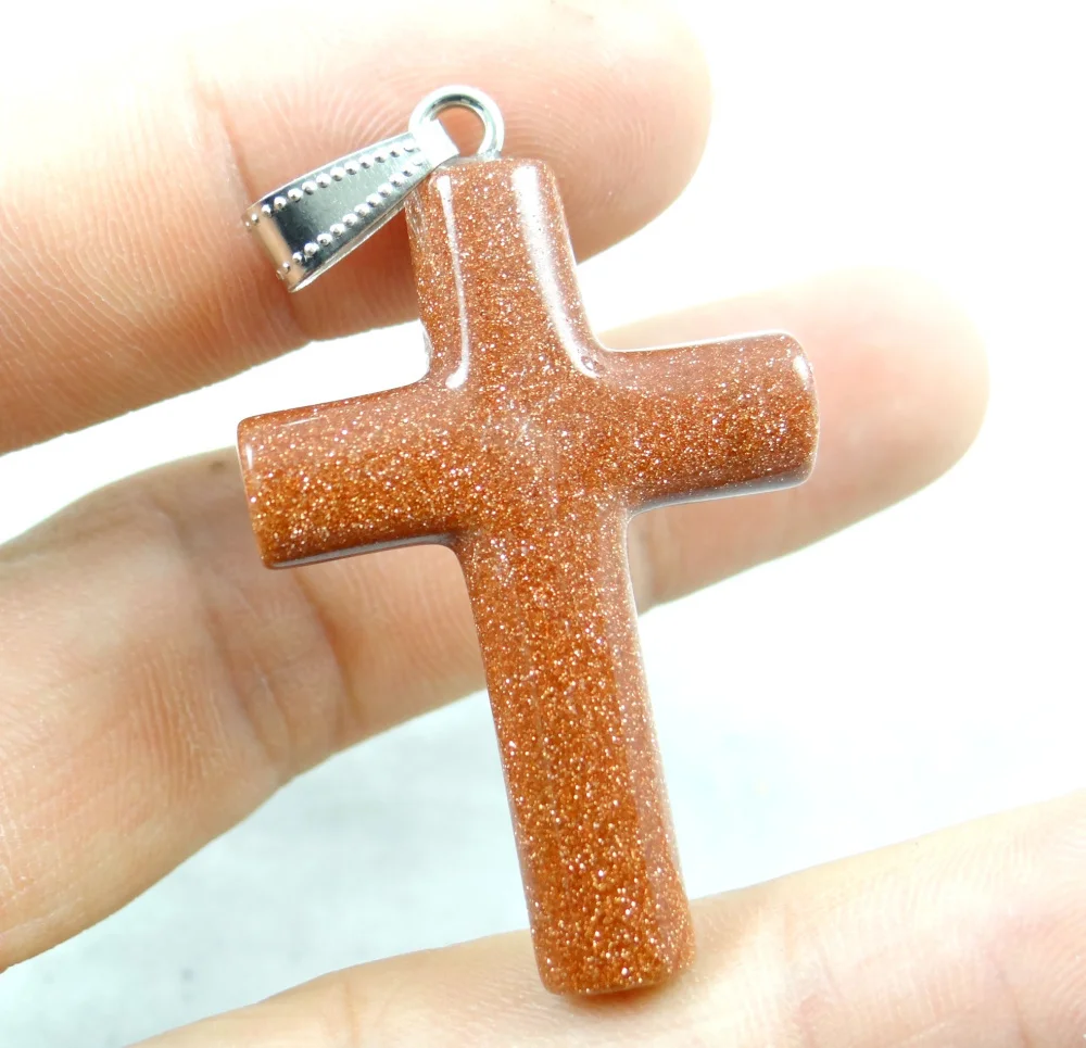 41*29MM Natural Stone Pendants Charms hand-carved cross Onyx Opal Howlite For Fine Jewelry Necklace Making A52