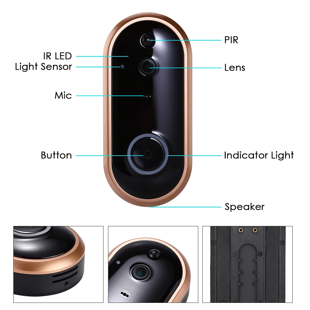 Smart WIFI Doorbell Intercom 1080P Video Ring Door Bell With Camera IR Entry Door Alert Wireless Security Door Call Video Eyes