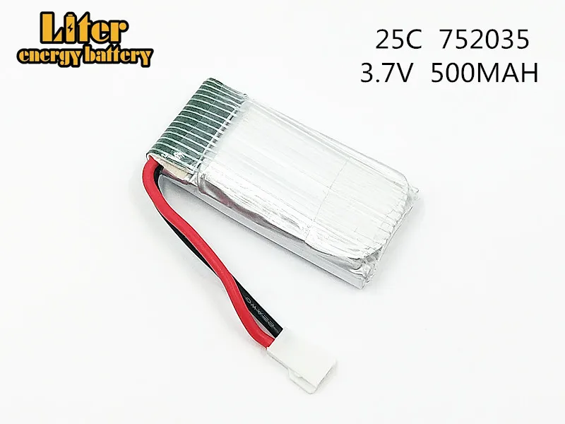 3.7V 500mAh 752035 25C Lipo Battery for For Hubsan X4 H107 H107L H107D JD385 JD388 RC Helicopter Quadcopter