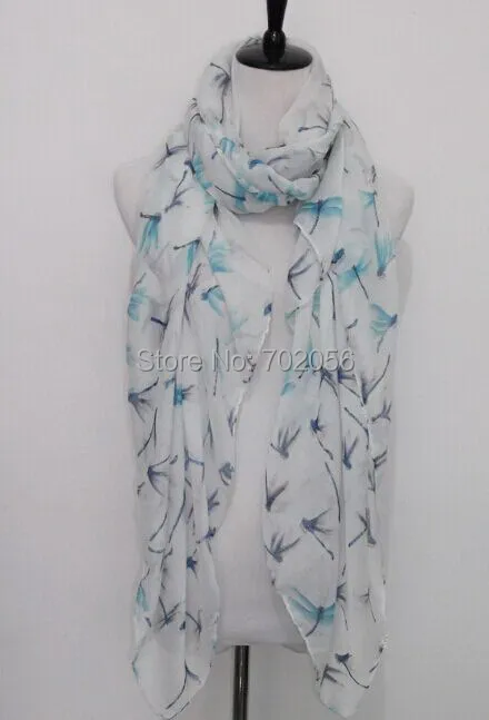 Dragonfly Print Voile Scarf For Women Fashion Sarongs shawl wrap Long Scarves All season 100*180cm 14pcs/lot #3805