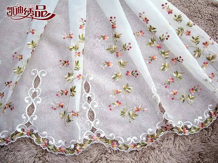 Half Curtain Embroidered Valance Lace Crochet gauze Flower Countryside Style Tulle for Cupboard Kitchen Cabinet Door Wallet