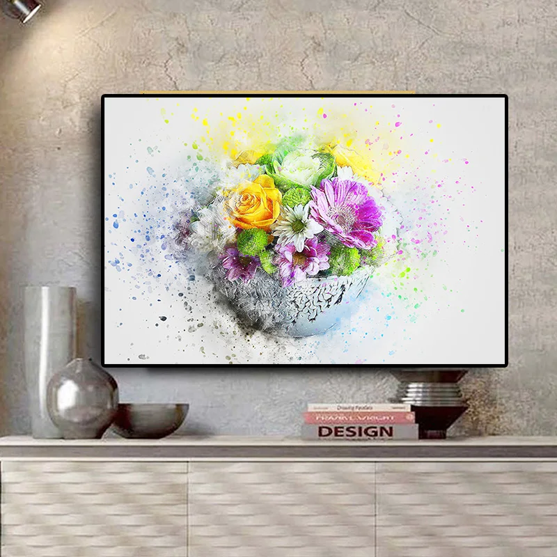 

Abstrat Watercolor Flower Green Plant Canvas Painting Posters and Prints Nordic Style Modern Wall Picture for Living Room Decor