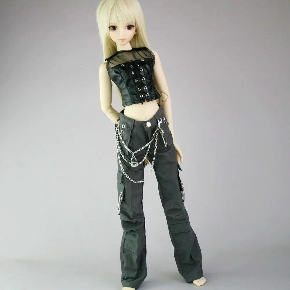 [wamami] 367# Grey Casual Pants Pu Leather Waistcoat 2pcs Suit 1/4msd 1/3 SD DZ BJD Dollfie