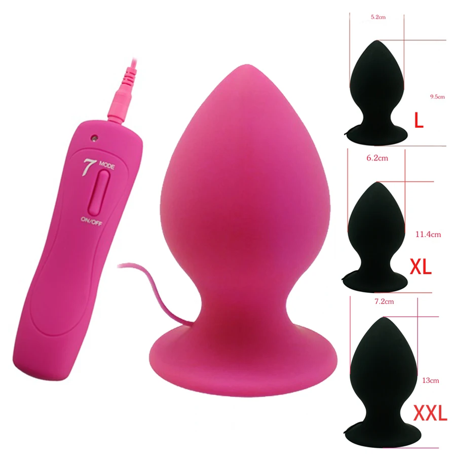 Super Big Size Silicone Anal Butt Plug Vibrator 7 Mode Vibrating Butt Plug Large Suction Cup Anal Plug Unisex Erotic Toys