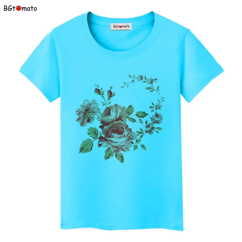 Super fashion artwork Peony T-shirt women beautiful red flower summer shirts Good quality brand casual Tops Tees