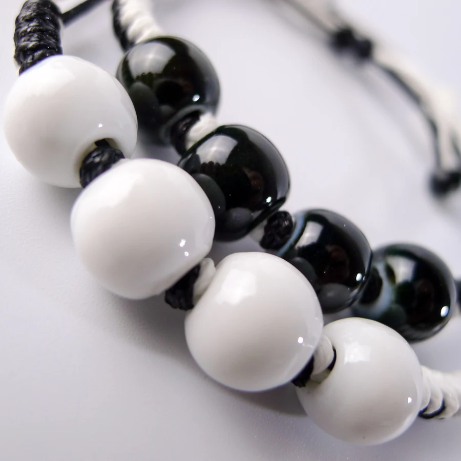 Black and white beads Couple  bracelets Hand-made Bohemian Charm Bracelets For Women #EY501