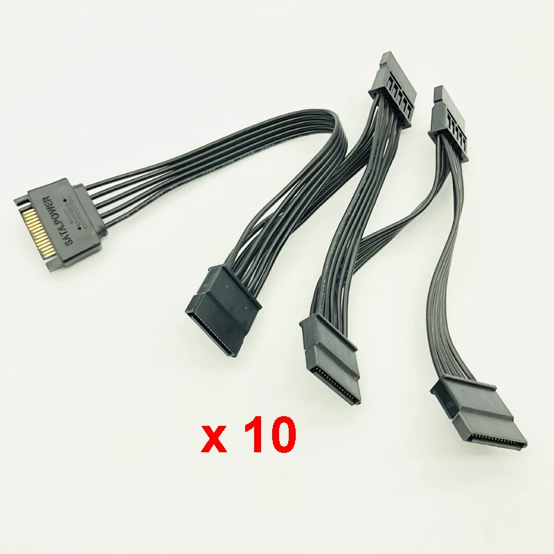 

10PCS SATA Power Cable for HDD 15Pin SATA male to 5-ports SATA female SATA Computer Hard Drive Cable HDD Cage Caddy Power Cable