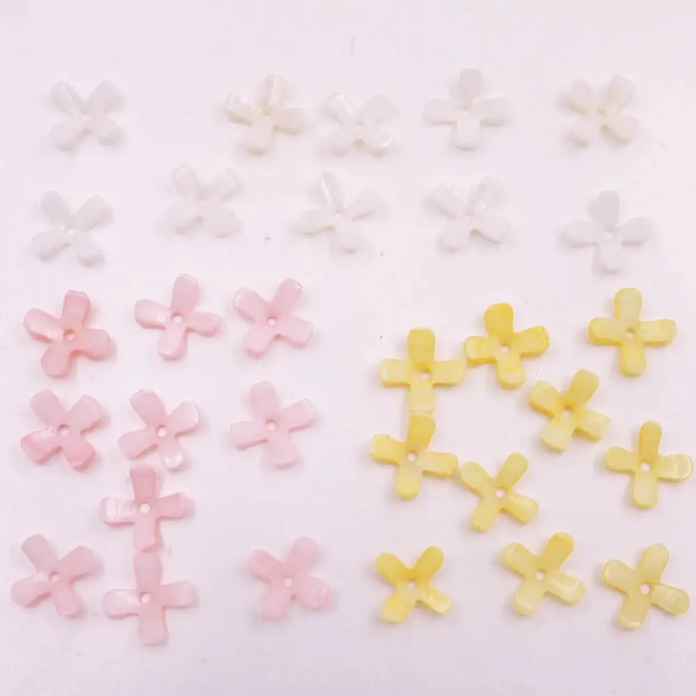 5 PCS 11mm 4 Leaf Flower Shell Mother of Pearl White Pink Yellow Choose