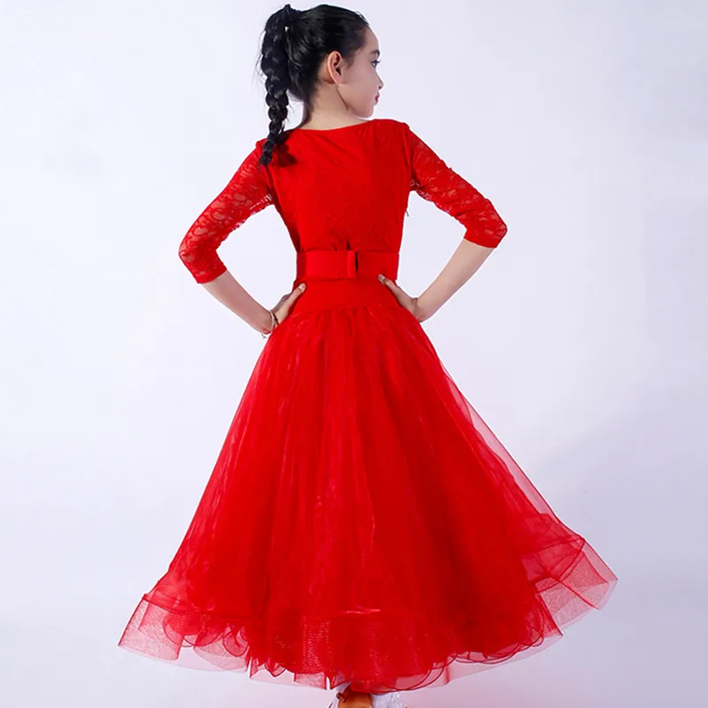 Lace Stitching Kids Ballroom Dress Waltz Dresses Standard Dance Dress For Girls Dance Wear Lyrical Dance Dress Princess Dress