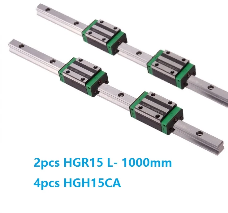 

2pcs China made HGR15 L- 1000mm linear guide/rail + 4pcs HGH15CA linear narrow blocks for CNC router parts