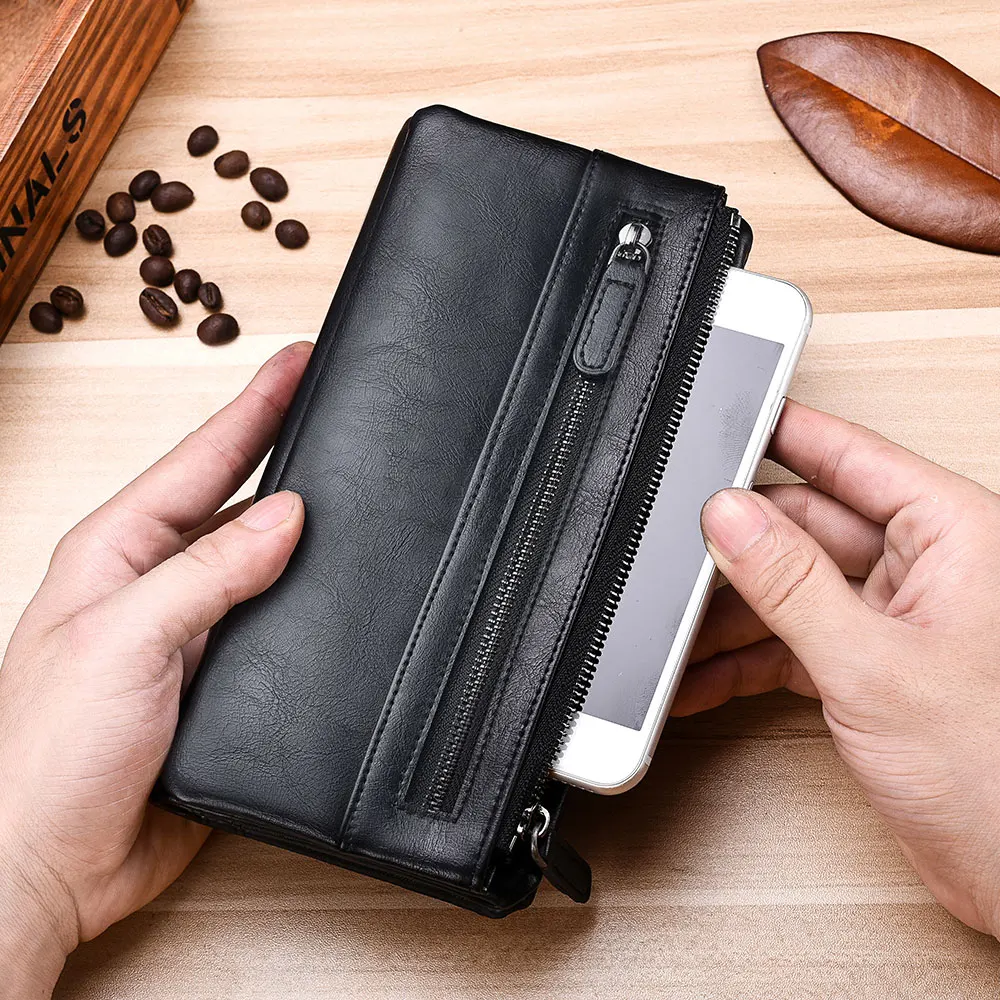 SOUTH GOOSE Men Long Wallet Classical PU Leather Clutch Wallets Male Business Money Purse ID Card Holder Large Travel Wallets