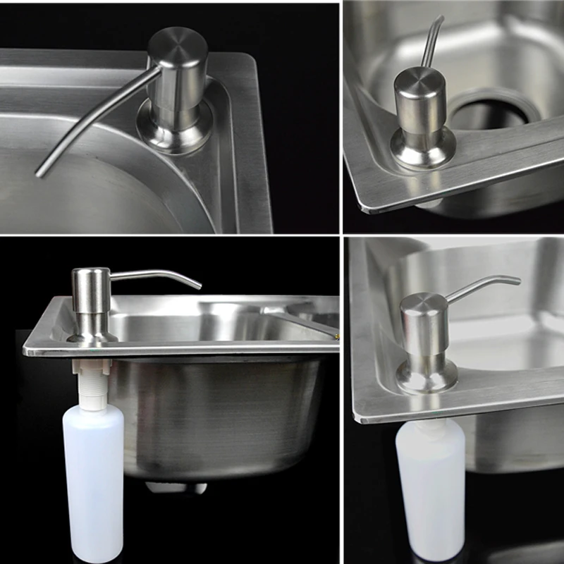 Soap dispenser pump Countertop Liquid Dish Hand Pump Replacement Kitchen Sink Soap Dispenser stainless steel head plastic bottle