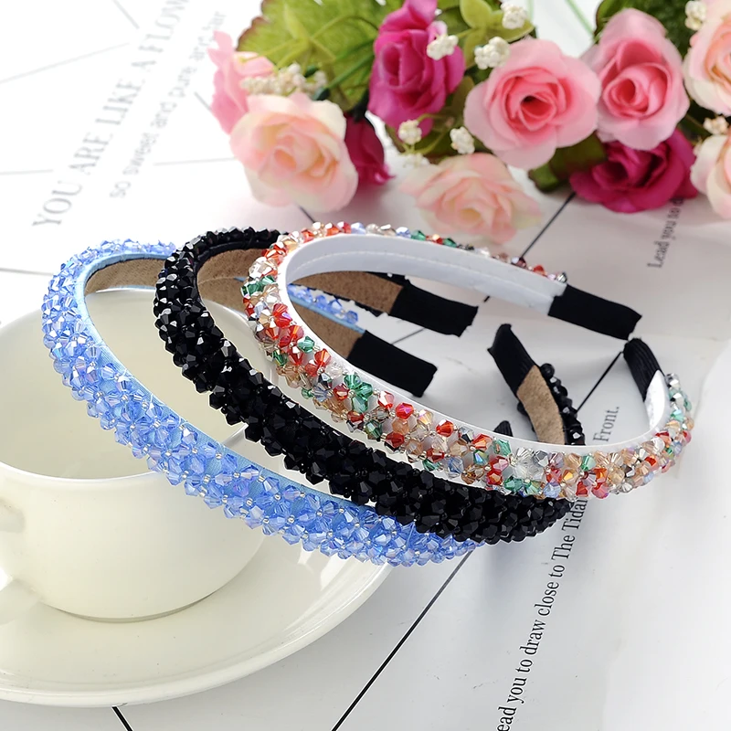 1pc Women Hair Band Handmade Bead Rhinestone Crystal Head Hair Hoop Band Full Crystal Headband Hair Accessories For Girls