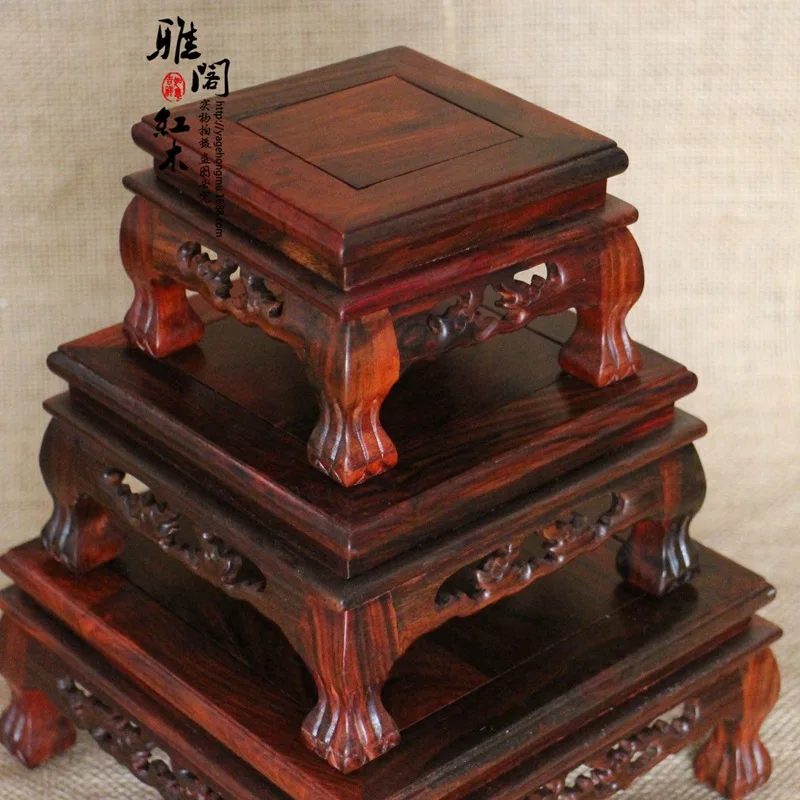 Rosewood Tiger foot square stamp stone porcelain pedestal mahogany base mixed batch of factory outlets