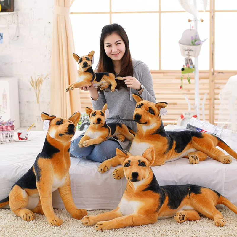 30-90cm New Simulation Giant Dog Toy Realistic Stuffed Animals Wolf Dog Sheepdog Plush Toys Birthday Gift For Children