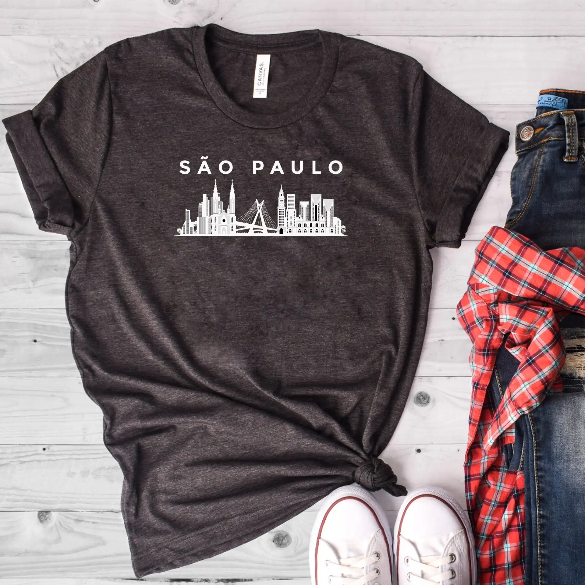 Sao Paulo Brazil Skyline Shirt City Brazilian T Shirt New 2019 Fashion Men'S High Quality Tops Hipster Tees Custom T Shirts