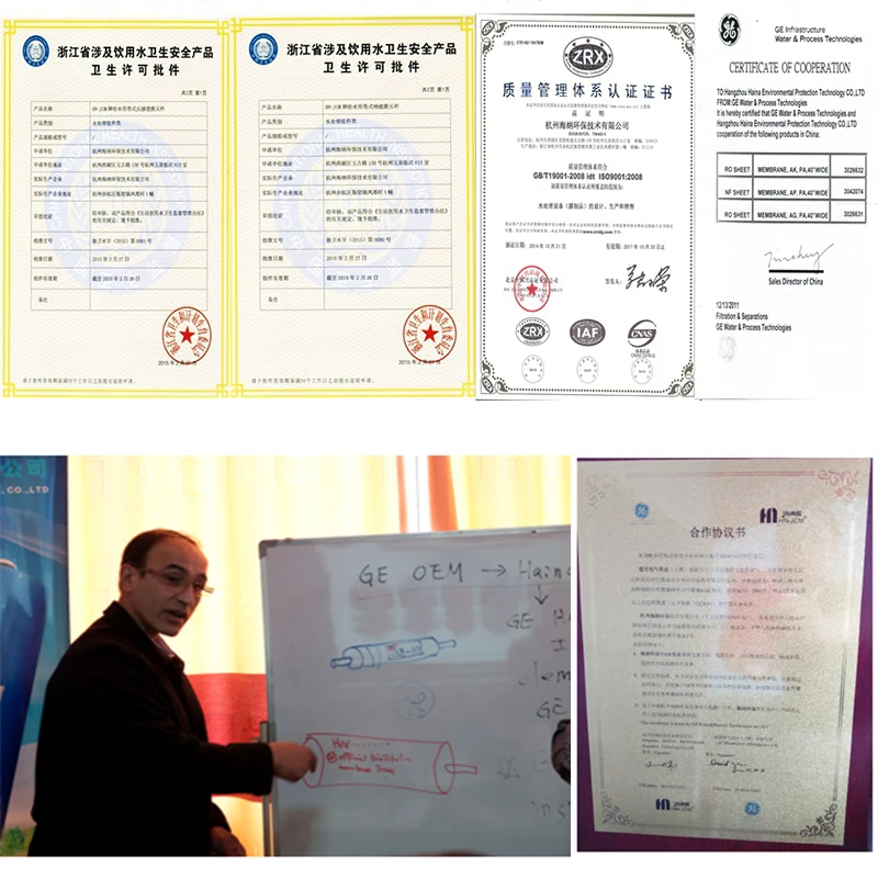 50 GPD GE RO غشاء مرشح المياه السكنية ، معالجة تنقية المياه ، نظام التناضح العكسي ، معيار NSF/ANSI