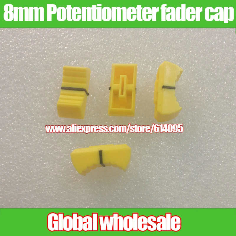 10pcs Mixer Dimming table Straight Slip Potentiometer Fader Knob Cap / Push Button Cap 8mm Hole / Fader Cap Yellow