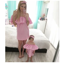 Mother Daughter Dresses Family Clothing Matching Mother Little Girl Clothes Family Look Dress Roupa mae e filha rapa mama e hija