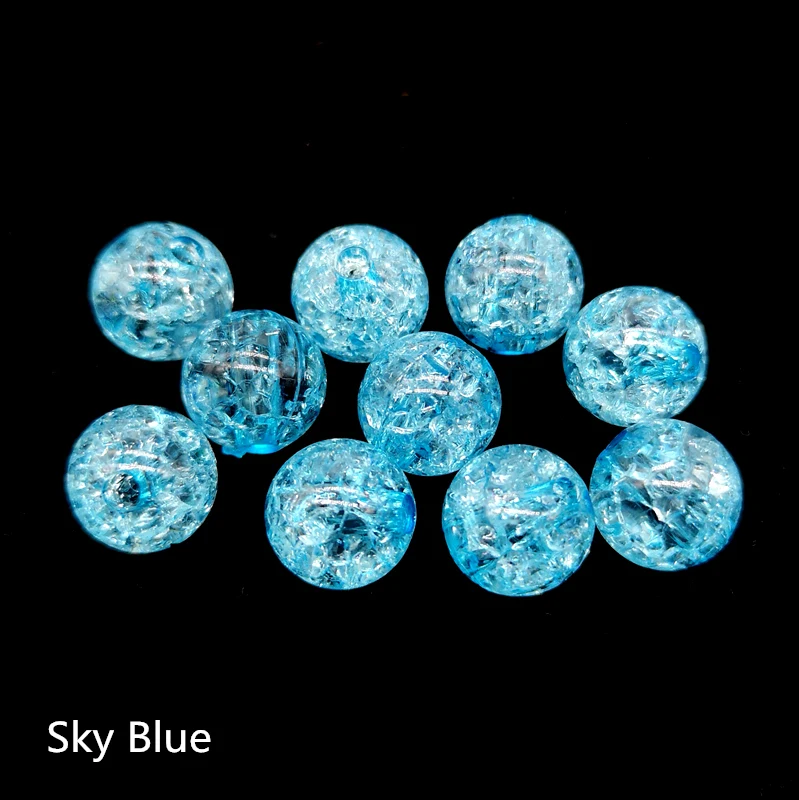 10pcs 12mm Round Crackle Beads Loose Spacer Acrylic  For Jewelry Making Necklaces Bracelets DIY