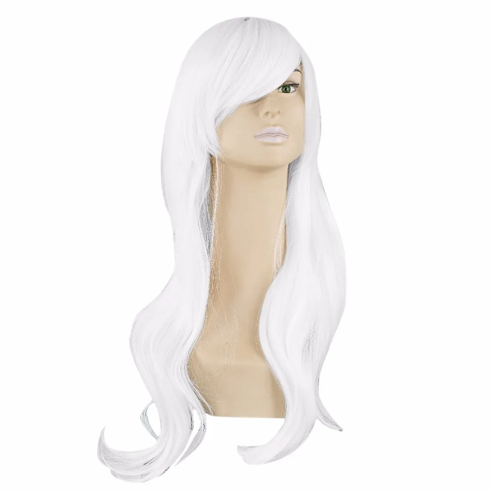 Cos-play Wig Fei-Show Synthetic Heat Resistant Long Wavy White Hair Halloween Peruca Carnival Party Masker Masquerade Hairpiece