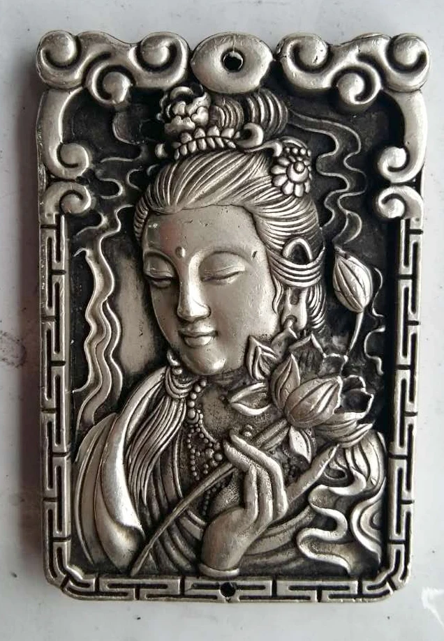 

Изысканный старый китайский металл Kwan-yin Avalokitesvara благоприятный Фотофон No.5