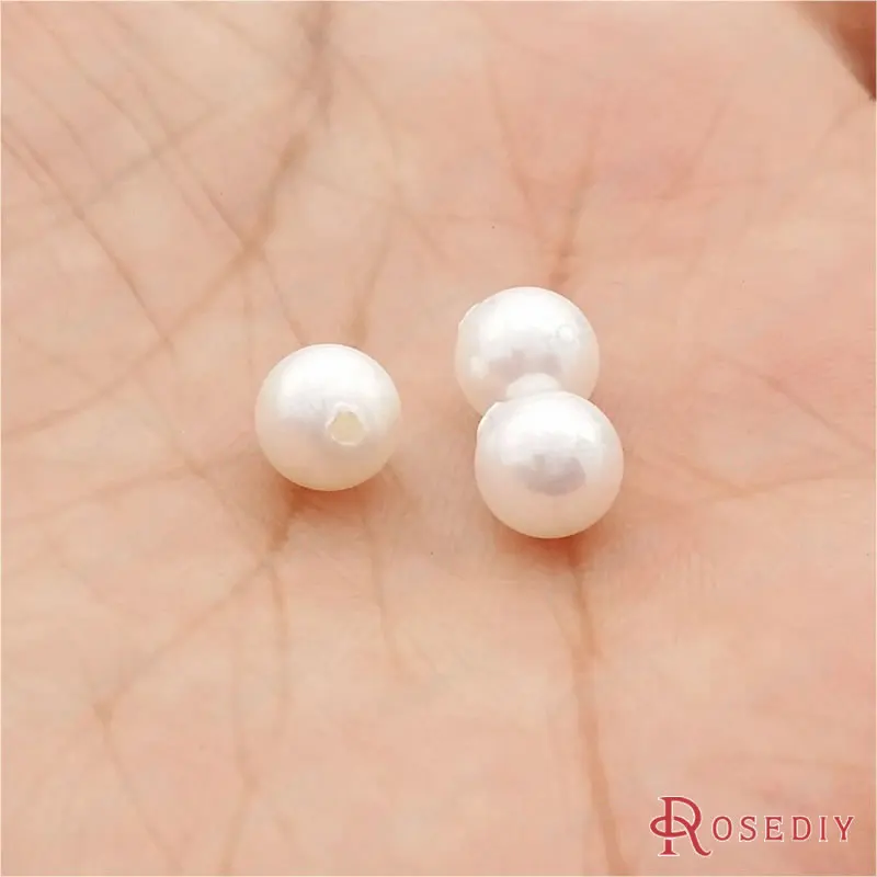 Wholesale Diameter 4mm 5mm 6mm 8mm 10mm 12mm Round White Imitation Pearl made of Shell Half Drilled Beads  (JM5869)