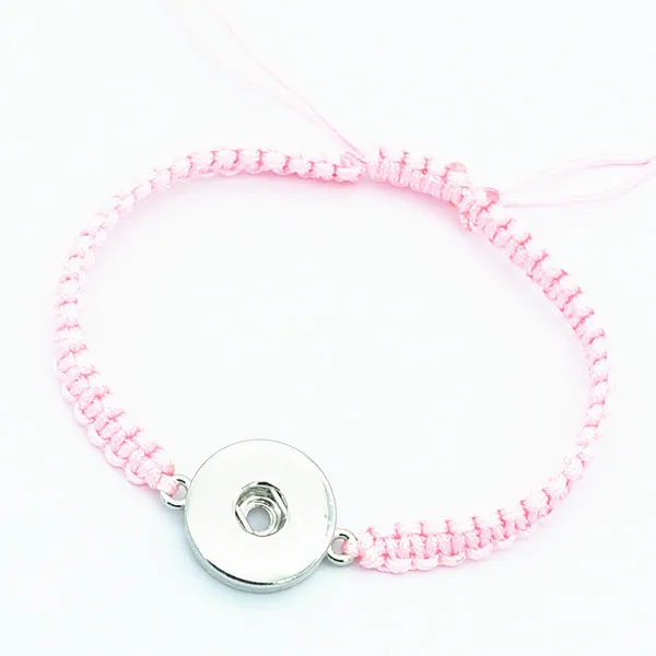 Fashion 11 colors manual Rope snap bracelets 18cm adjustable fit 18mm snap buttons wholesale SE0147