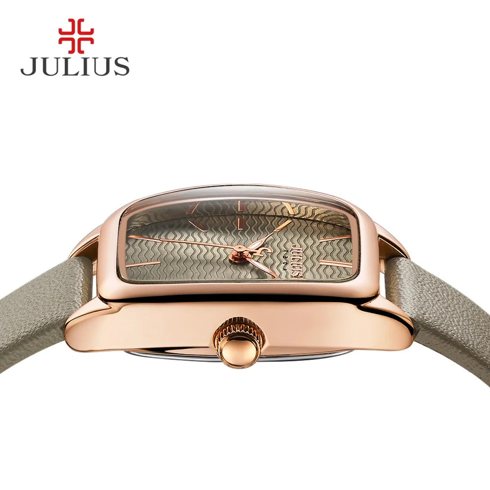 Lady Women\'s Watch Japan Quartz Hours Fashion Wave-like Clock Leather Bracelet Modern Classic Girl Birthday Gift Julius Box