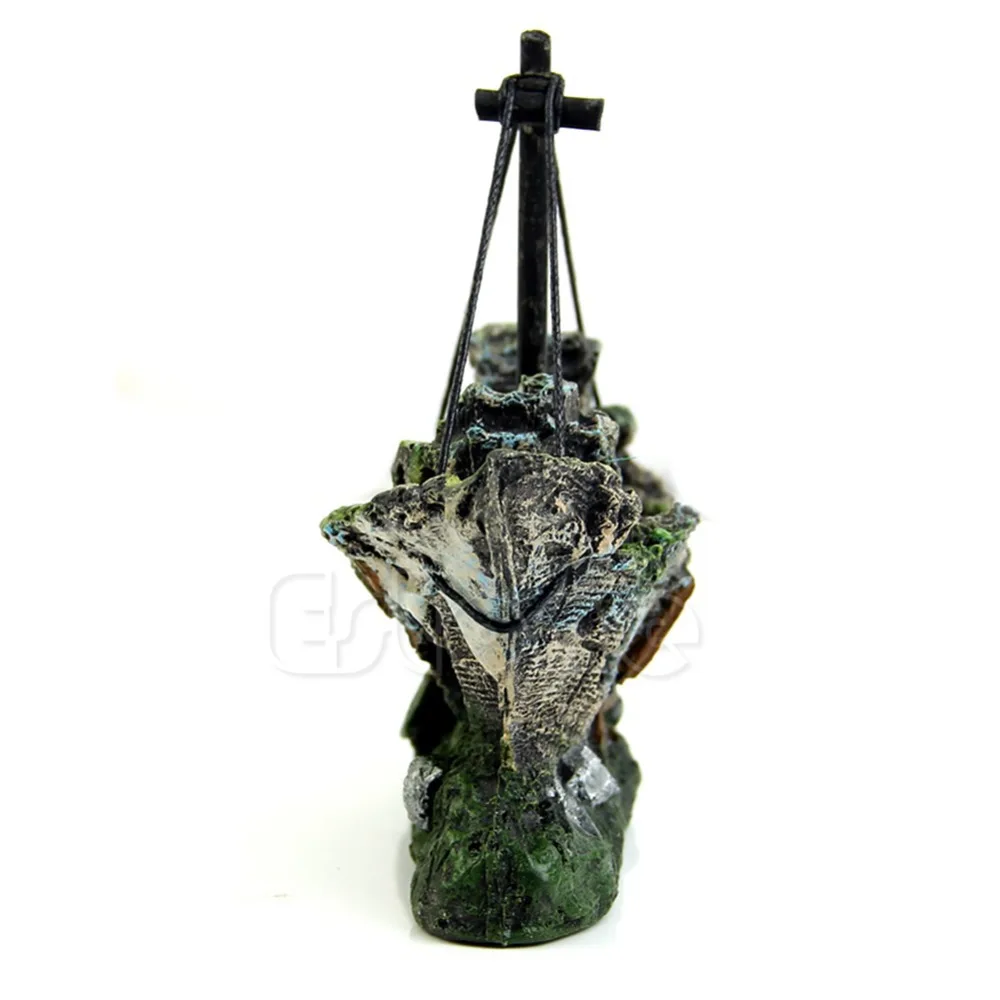 Wreck Sunk Ship Aquarium Ornament Sailing Boat Destroyer Fish Tank Cave Decor Free shipping-Y102