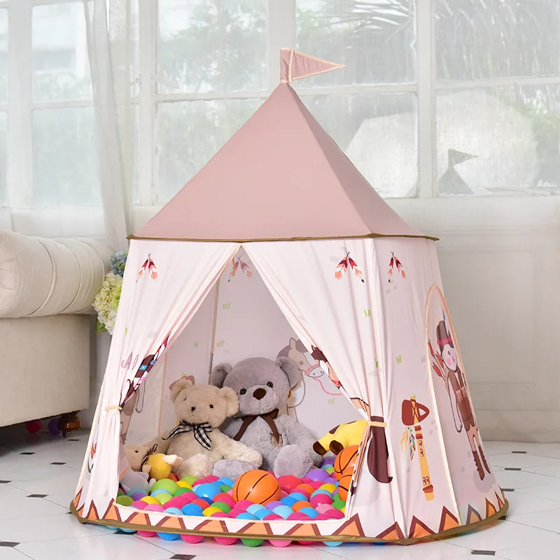 Pretend Play House Toys Tent Ethnic Customs Small Game Room Gift for Children Baby Creeping Mat Camping Beach Tent Sea Ball Pool