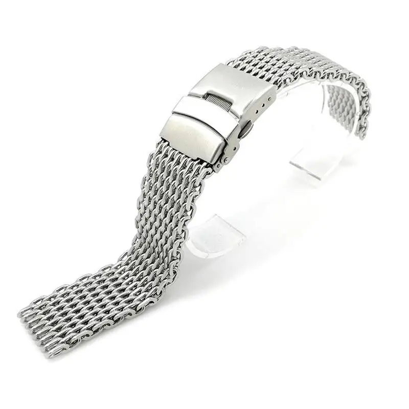 18mm 20mm 22mm 24mm Steel Milanese Shark Mesh Watch Band Strap Silver Bracelet for For Men Women Wrist Watch