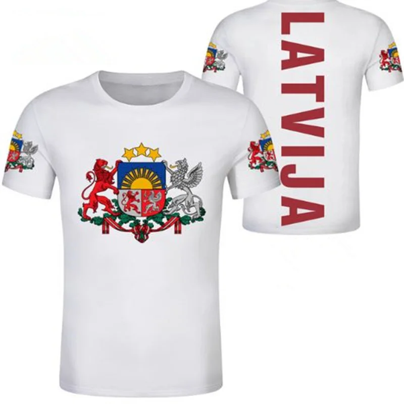 Latvia Male Youth Student Diy Free Custom Made Name Photo Lva T-Shirt Nation Flag Republic Latvija Country College Clothes