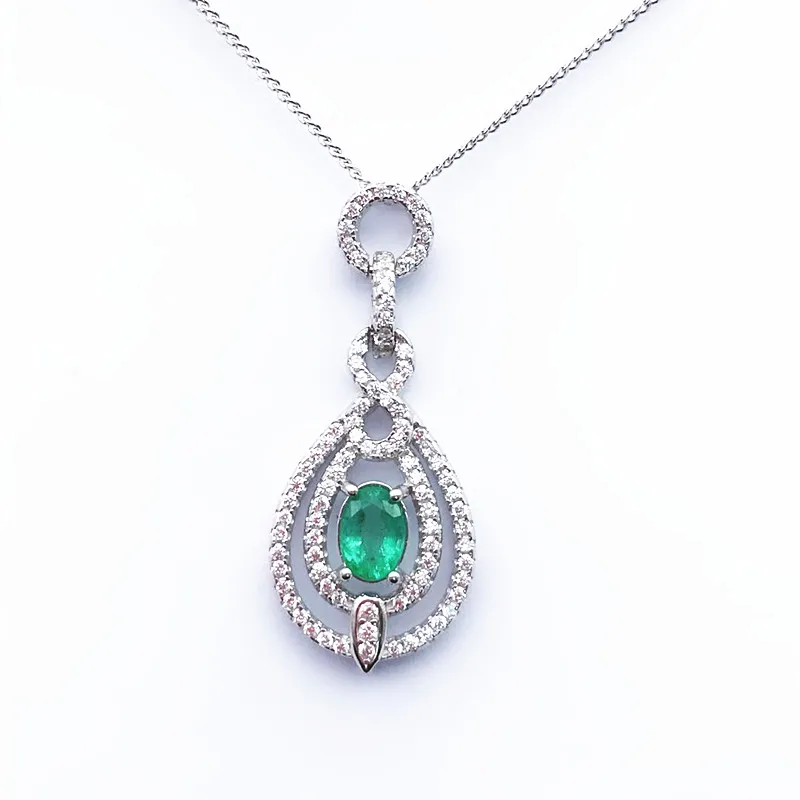 925 sterling silver Natural Emerald pendant classic fine Jewelry Customizable women wedding send Necklace