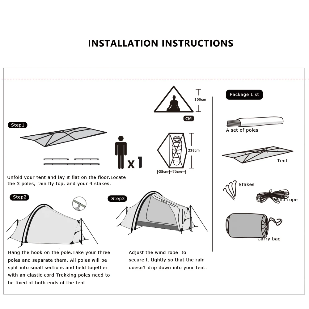 حقيبة ظهر للنفق للرجال ، طبقة مزدوجة 15D ، لشخص واحد ، 3 مواسم ، التخييم ، التنزه ، السفر ، خفيفة للغاية ، مغطاة بالسيليكون