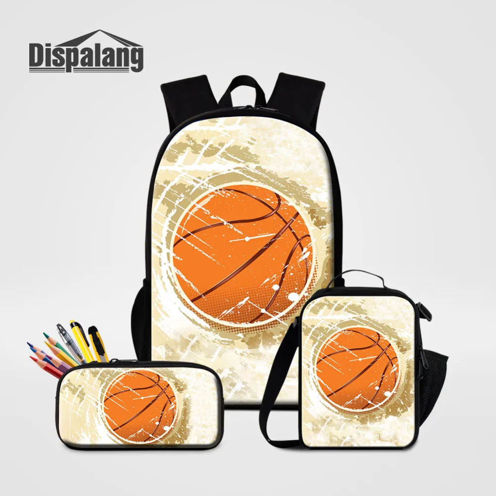 3Pcs Set Mens Backpacks with Pencil Bag Cooler Bag Children Basketball Print School Bag For Teenager Student Schoolbag Moclila