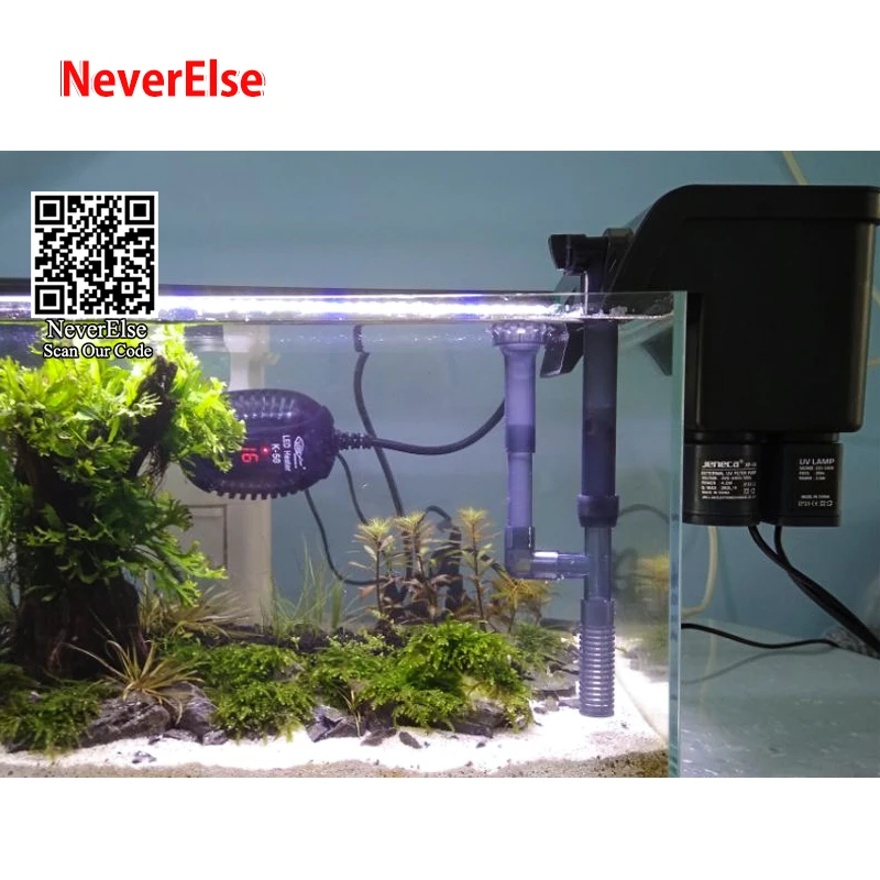 External Aquarium UV Filter Pump 4-in-1 Water Circulation Filter/UV Sterilizer/Oil Skimmer/Increase Oxygen for Fish Tank Hanging
