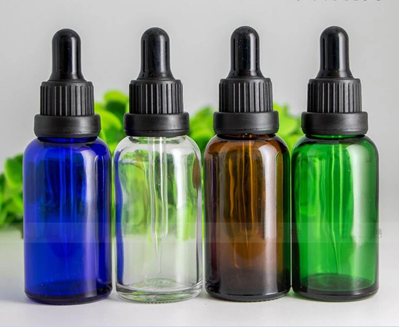 

30ml Amber Clear Blue Green Glass Dropper Bottles Empty 30ml Bottle With Plastic Head Cap Eye Drop Aromatherapy Packing Bottle