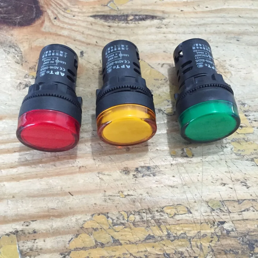 

3 x AC220V 20mA Energy Saving LED Indicator Lamp Light Green Yellow Red