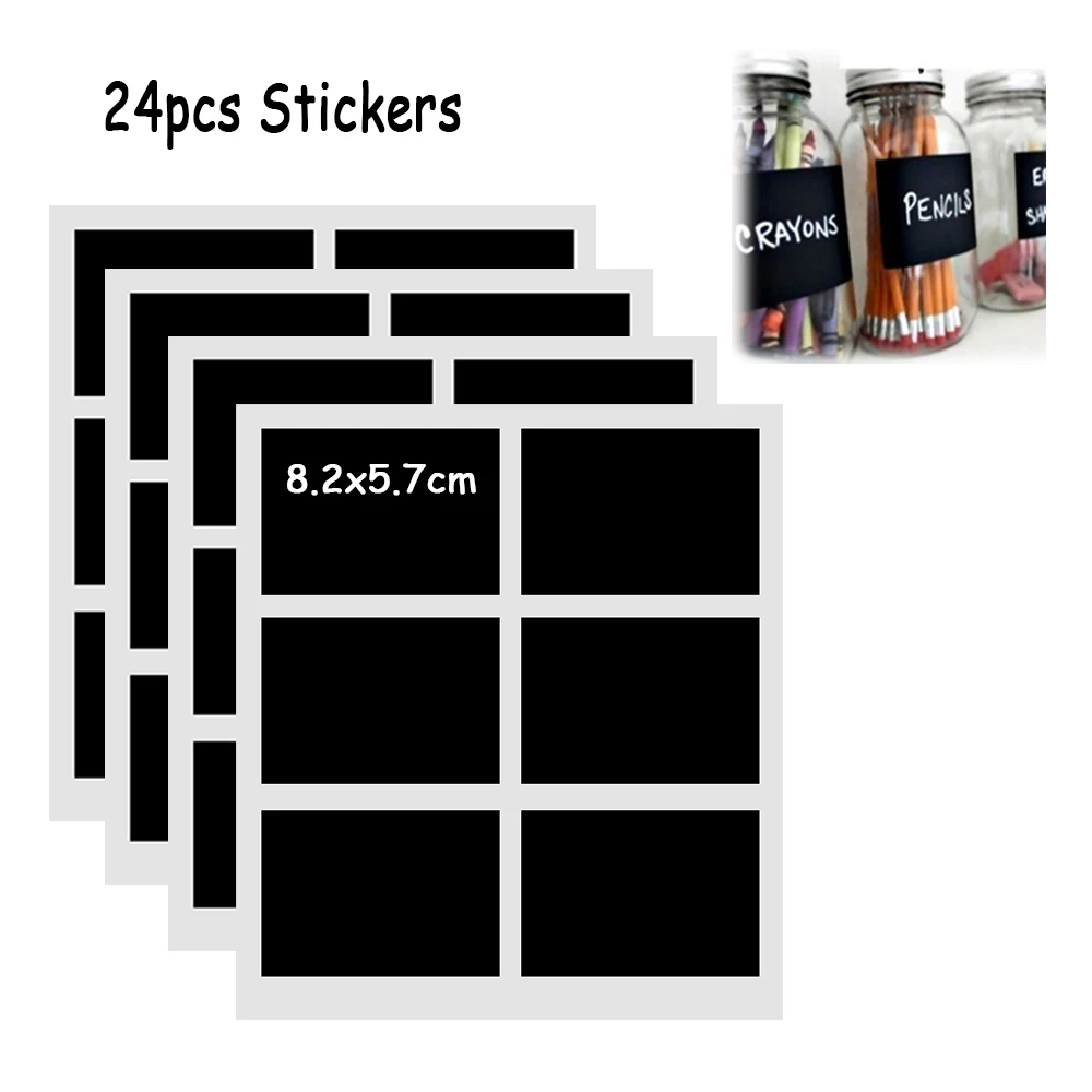 ZUCZUG DIY Kitchen Jam Jar Labels Stickers 24pcs Sugar Bowl Stickers Black Board Chalkboard Bottle Home Decor