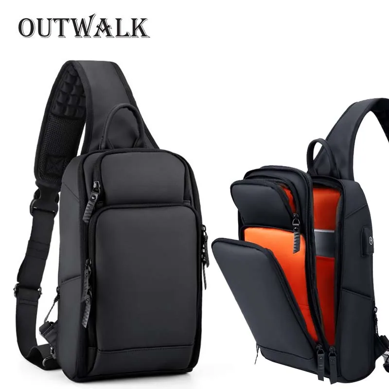 OUTWALK Crossbody Bags for Men Messenger Chest Bag Pack Casual Bag Waterproof Nylon Single Shoulder Strap Pack 2019 New Fashion