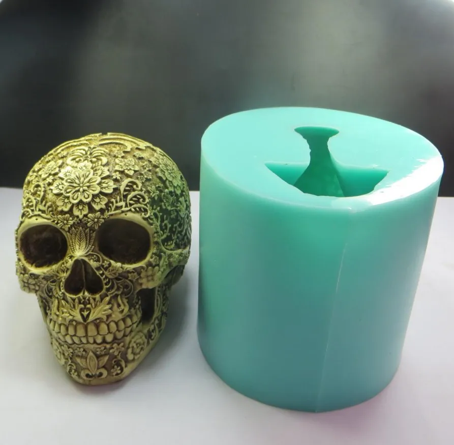 

QT0006 Silicone Mold eyebrows with flowers skull Silicone Soap Mould 3d Handmade Candle Mold Food Grade Silicone mould PRZY