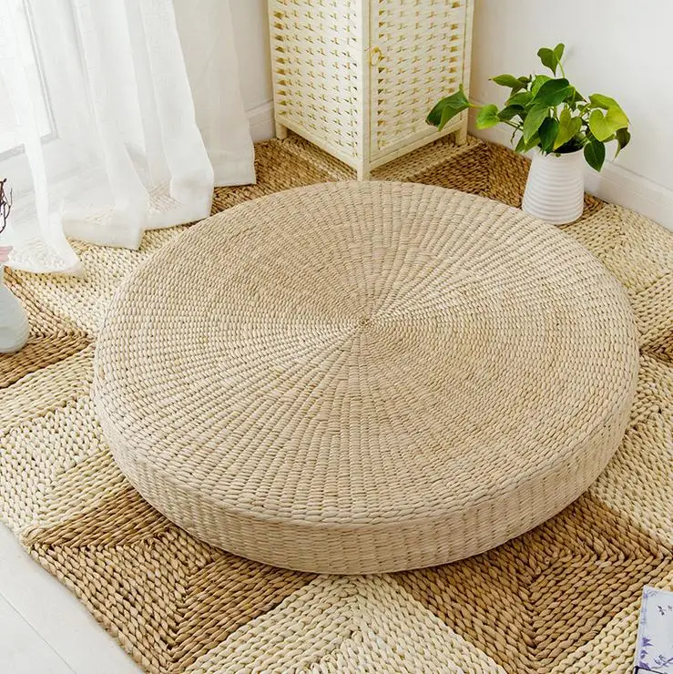 5 Size Hot Natural Straw Round Pouf Tatami Cushion Floor Cushions Meditation Yoga Round Mat Zafu Chair Cushion 40/45/50/60/70cm