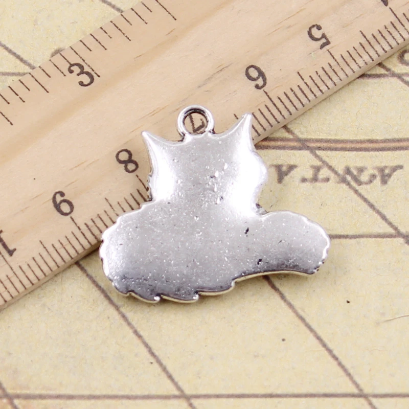 5pcs Charms Wolf Tail Fox 24x28mm Tibetan Bronze Silver Color Pendants Antique Jewelry Making DIY Handmade Craft